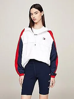 Colour-Blocked Hooded Chicago Windbreaker