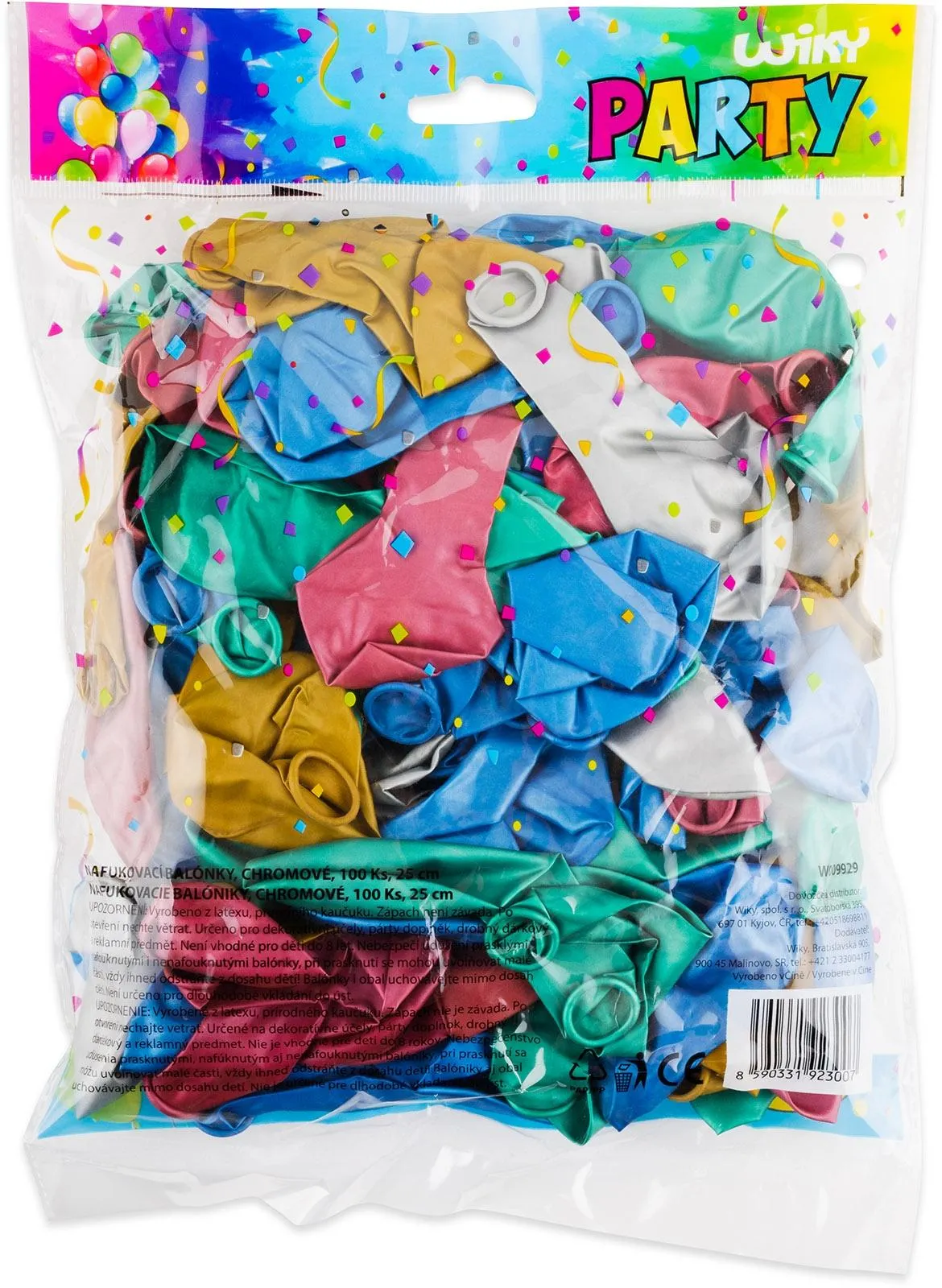 Balónky nafukovací 100 ks lesklé, 25 cm