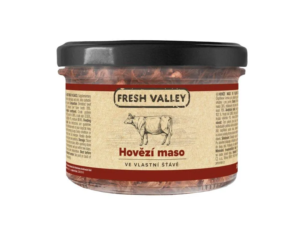Sklenice Fresh Valley hovězí maso ve vlastní šťávě 200g