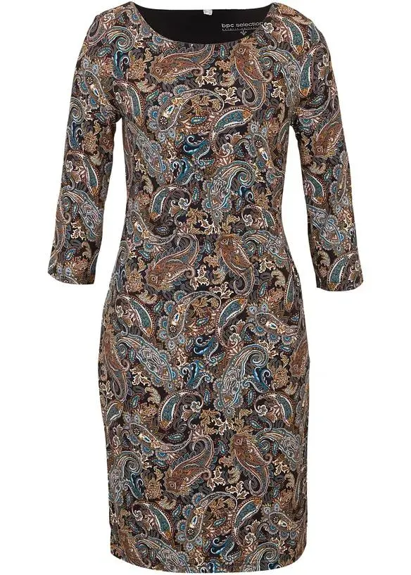 Úpletové šaty s kašmírovým potiskem