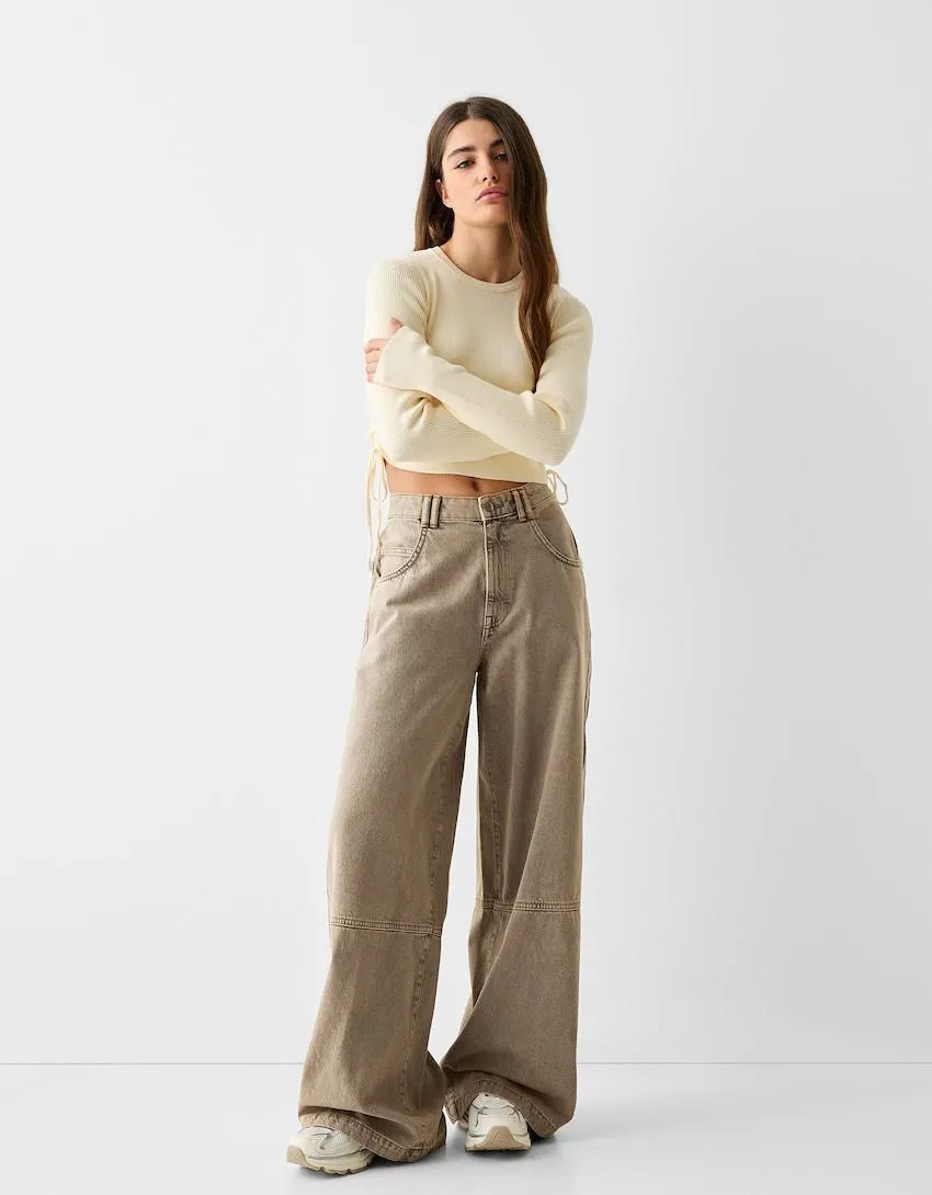 Wide-leg skater-fit twill trousers