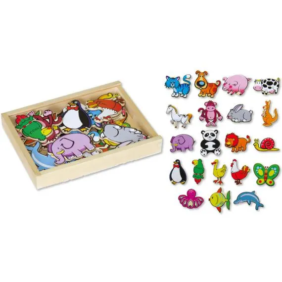 Magnetky zvířata 20 ks dřevěné