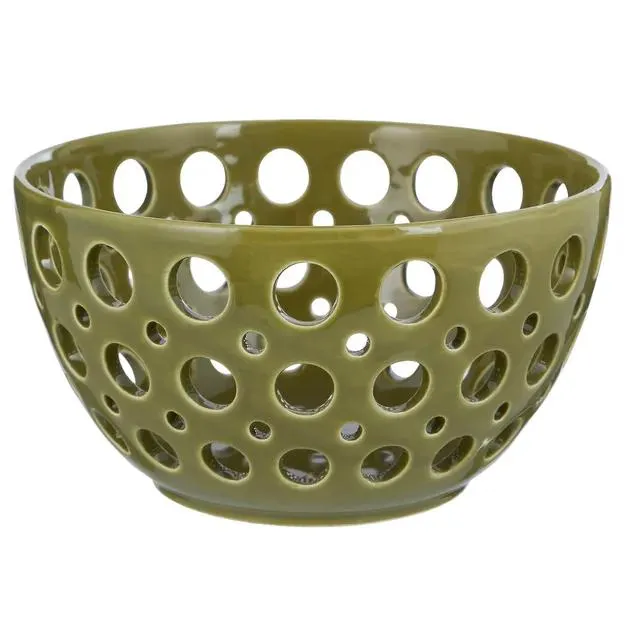 Dekorační mísa s otvory 20 cm - zelená