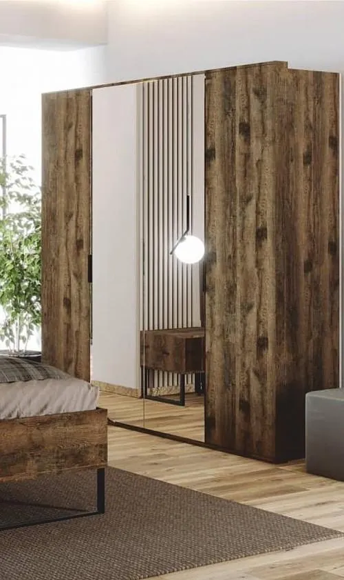 Skříň CARMEN 4D2Z šatní, 212cm černá / dub Frega