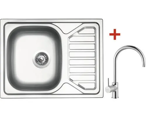 Nerezový dřez s baterií Sinks OKIO 650 V+VITALIA 500 x 650 mm OK650VVICL