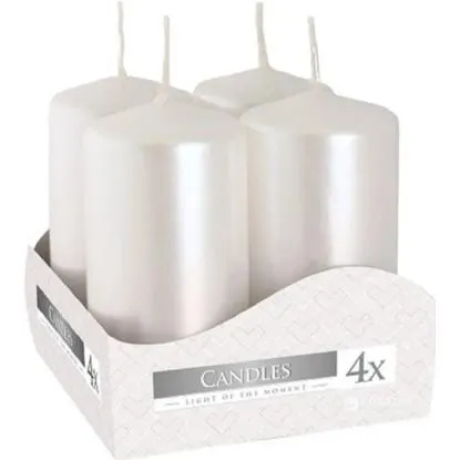 Adventní svíčky metalické bílé 4 x 8 cm, 4ks