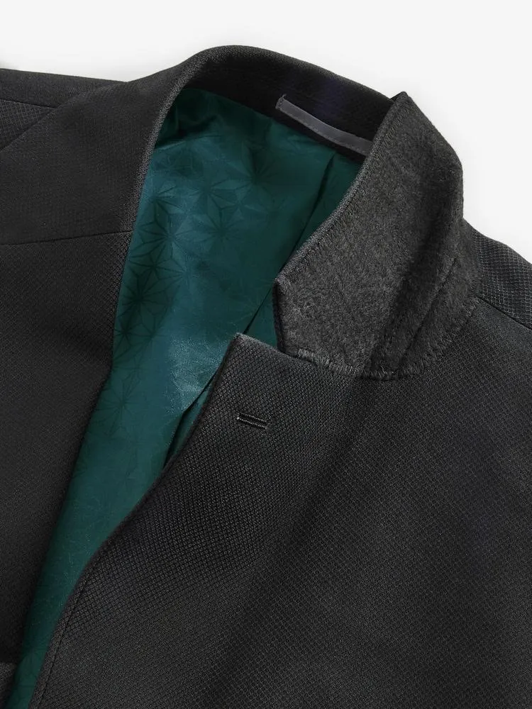 Černý - Skinny Fit - Sako s texturovaným oblekem