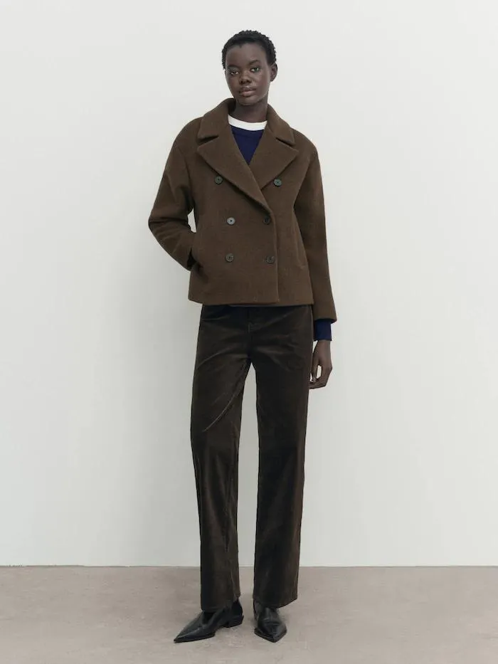 Krátký keprový tříčtvrteční kabát