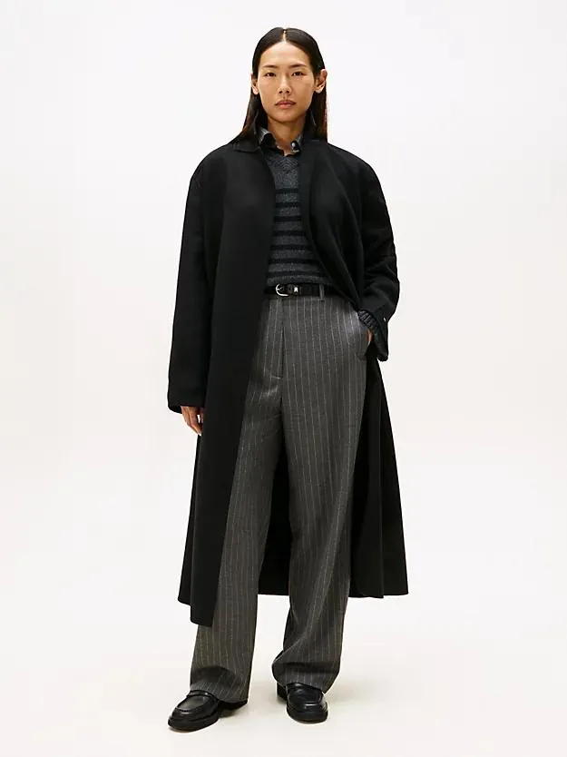 Double-Faced Wool Blend Belted Longline Coat