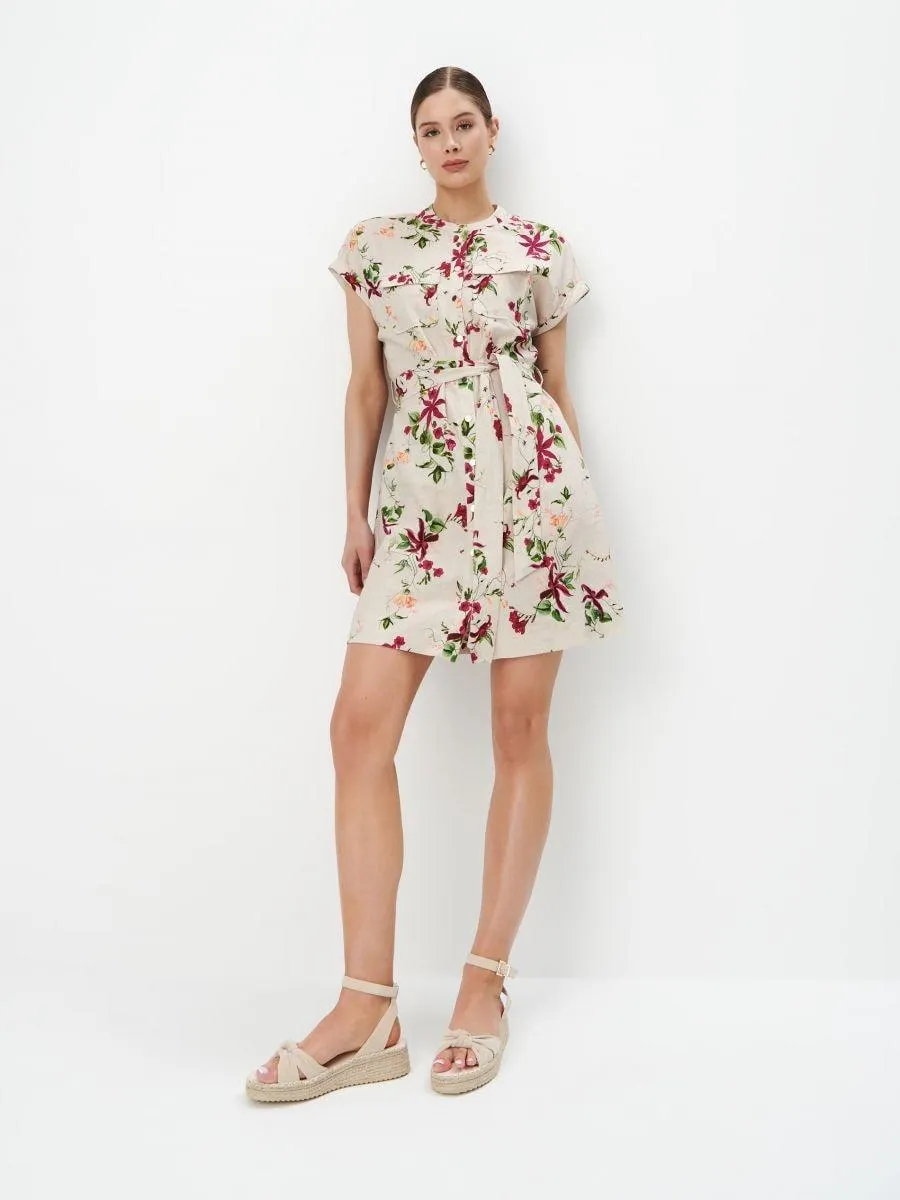 Rochie mini tip cămașă cu flori