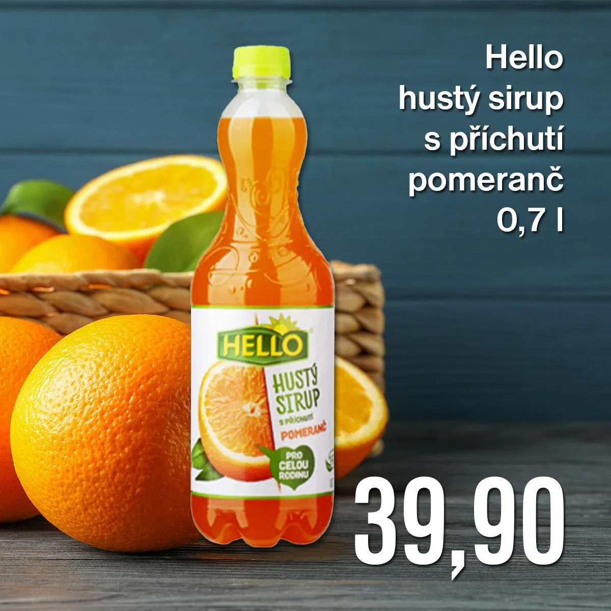 Hello hustý sirup s příchutí pomeranč 0,7 l