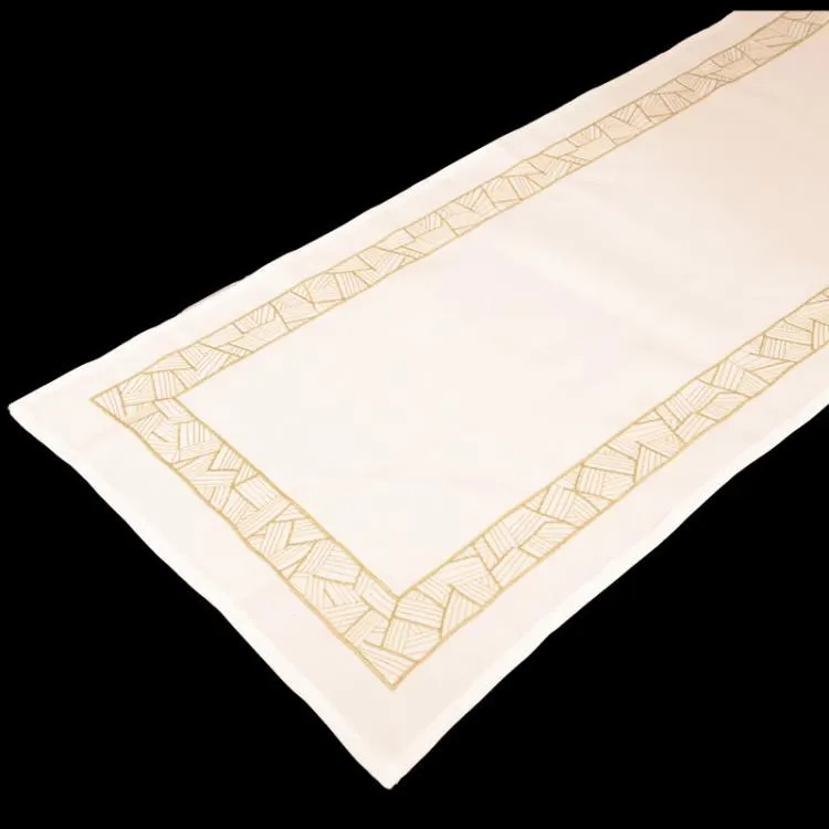 Sváteční štola s výšivkou bílá 40x150 cm