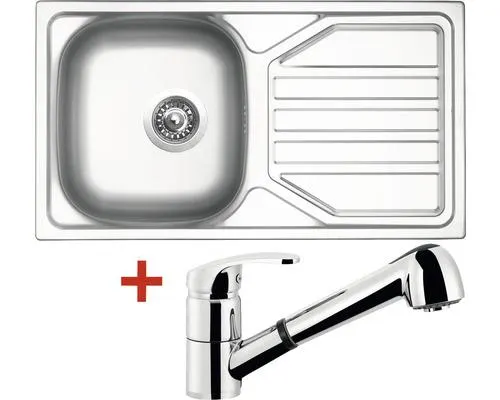 Nerezový dřez s baterií Sinks OKIO 780 V+LEGENDA S 435 x 780 mm OK780VLESCL