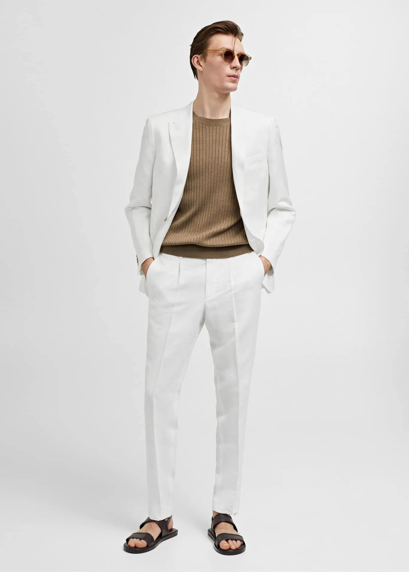 Oblekové sako slim fit bavlna a len