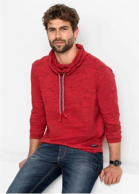 Triko Regular Fit s šálovým límcem, dlouhý rukáv