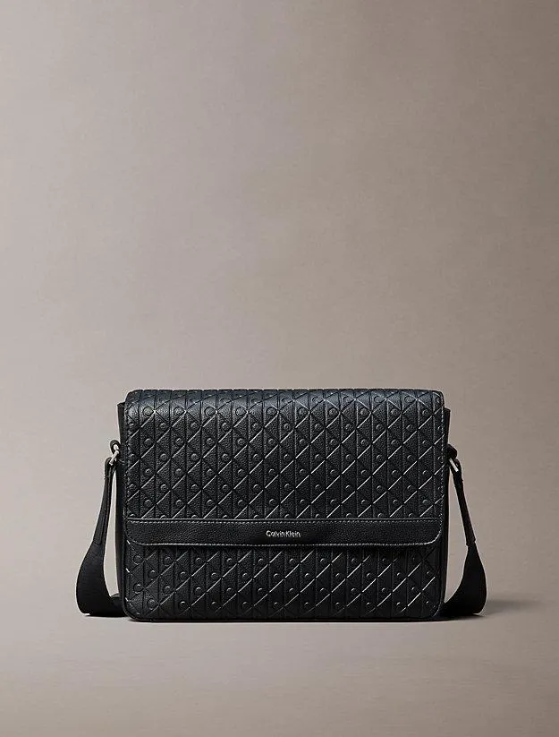Embossed Emblem Logo Flap Messenger Bag