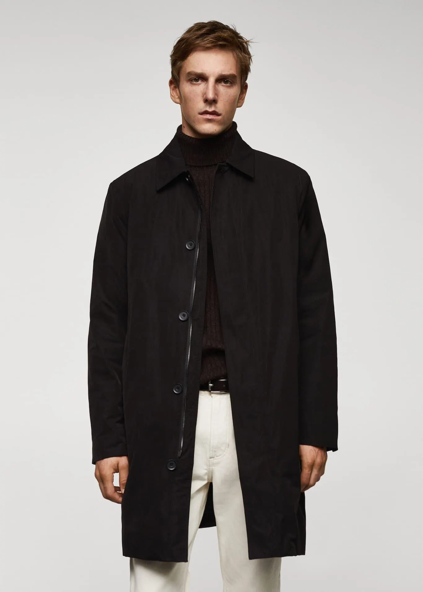 Gewatteerde waterafstotende trenchcoat