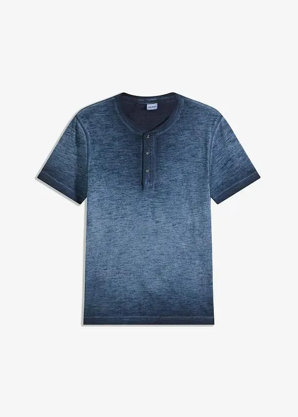 Henley tričko z čisté organické bavlny se sepraným vzhledem, krátký rukáv