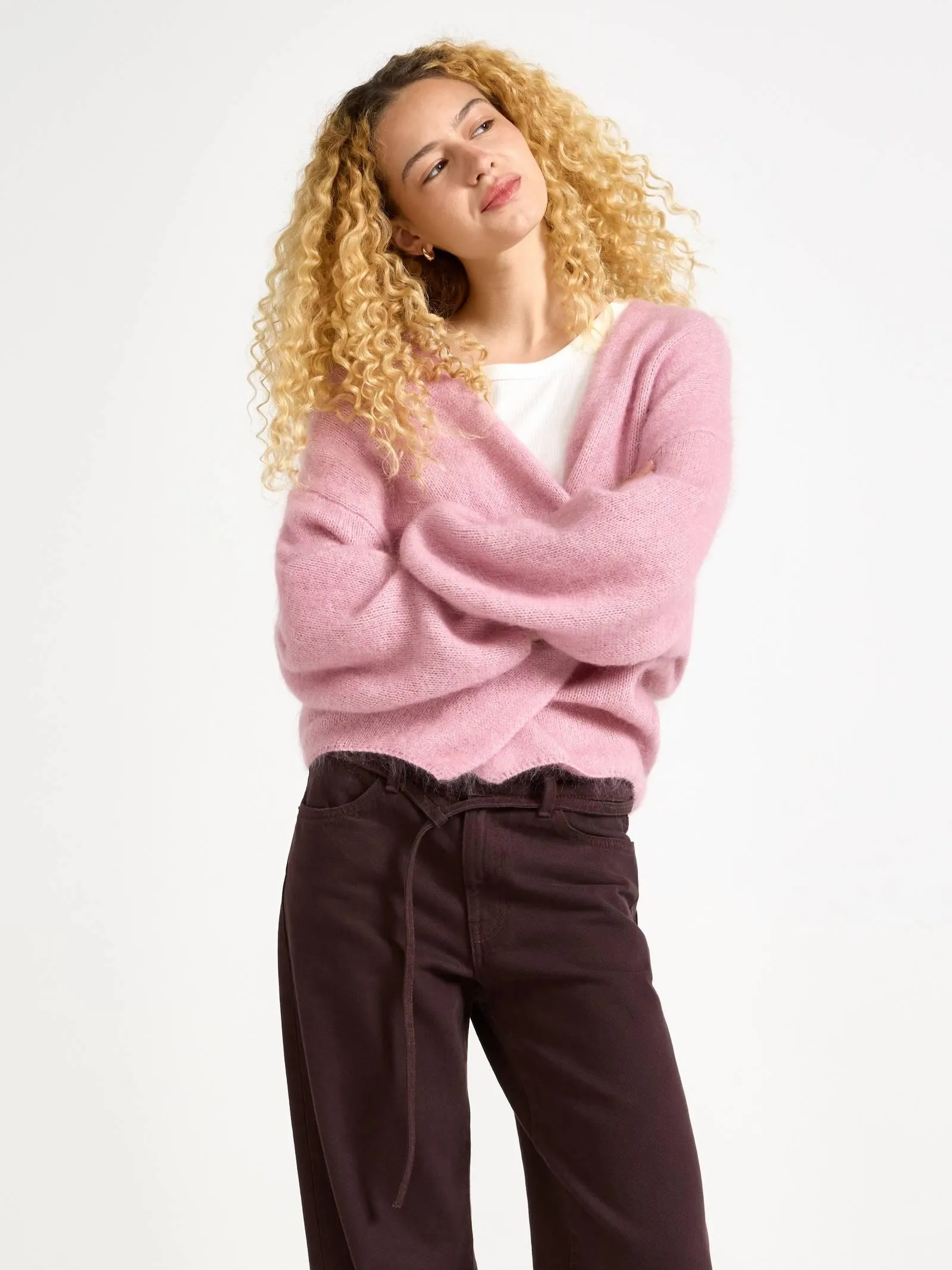 Pletený kardigan ze směsi mohéru