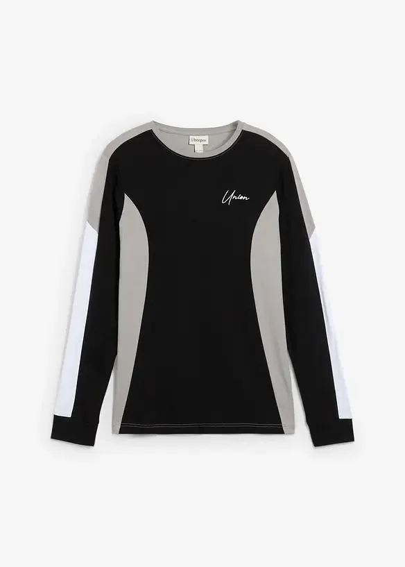 Triko s dlouhým rukávem, z elastické bavlněné směsi, Slim Fit