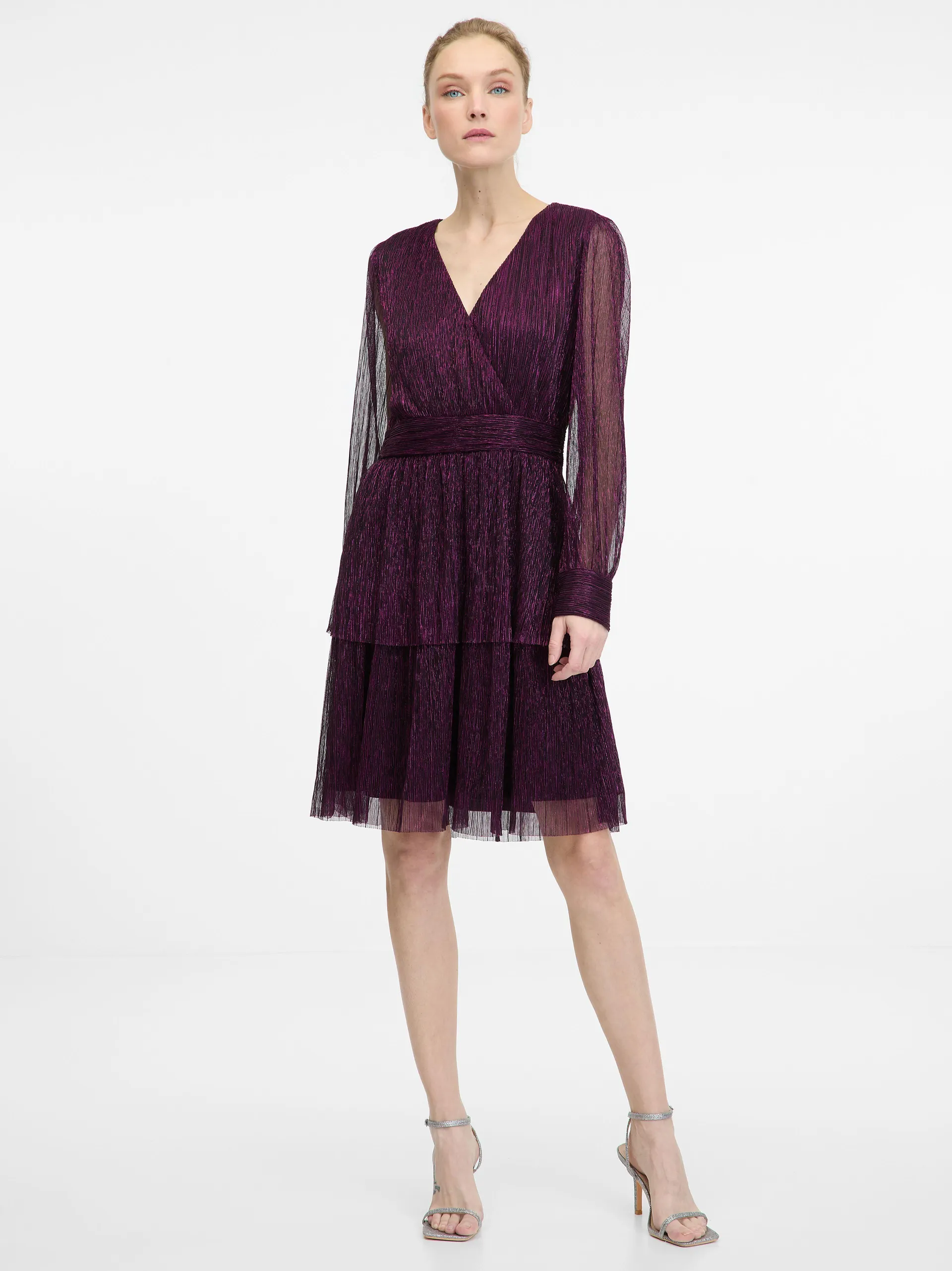 Fialové dámské šaty ke kolenům ORSAY