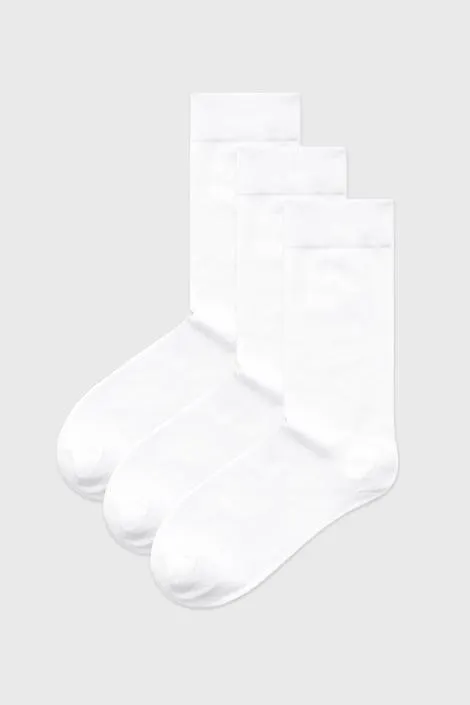 3 PACK vysokých bambusových ponožek MEN-A - bílá