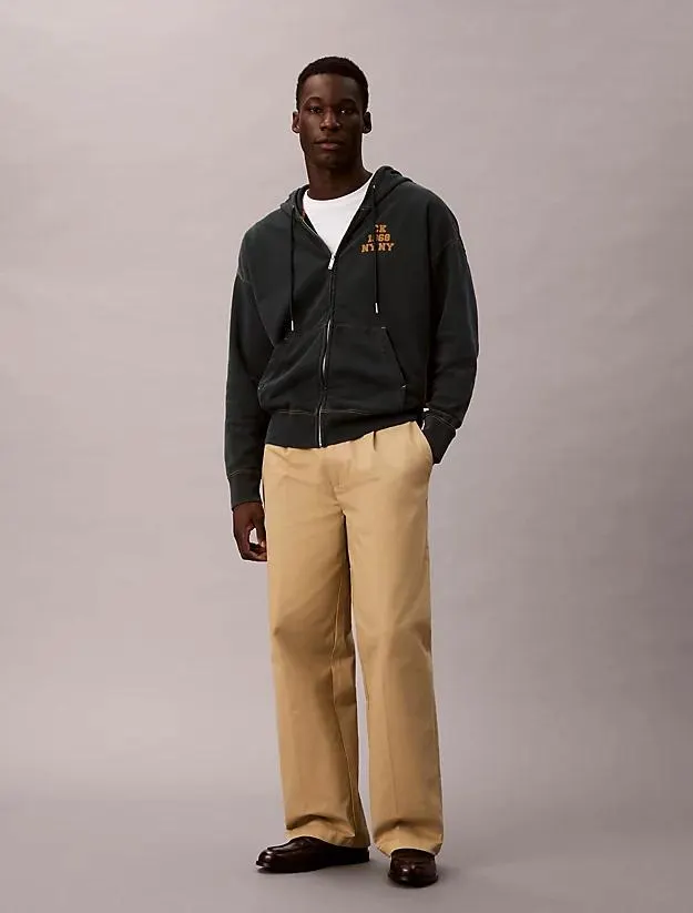 Washed Fleece Logo Graphic Relaxed Hoodie