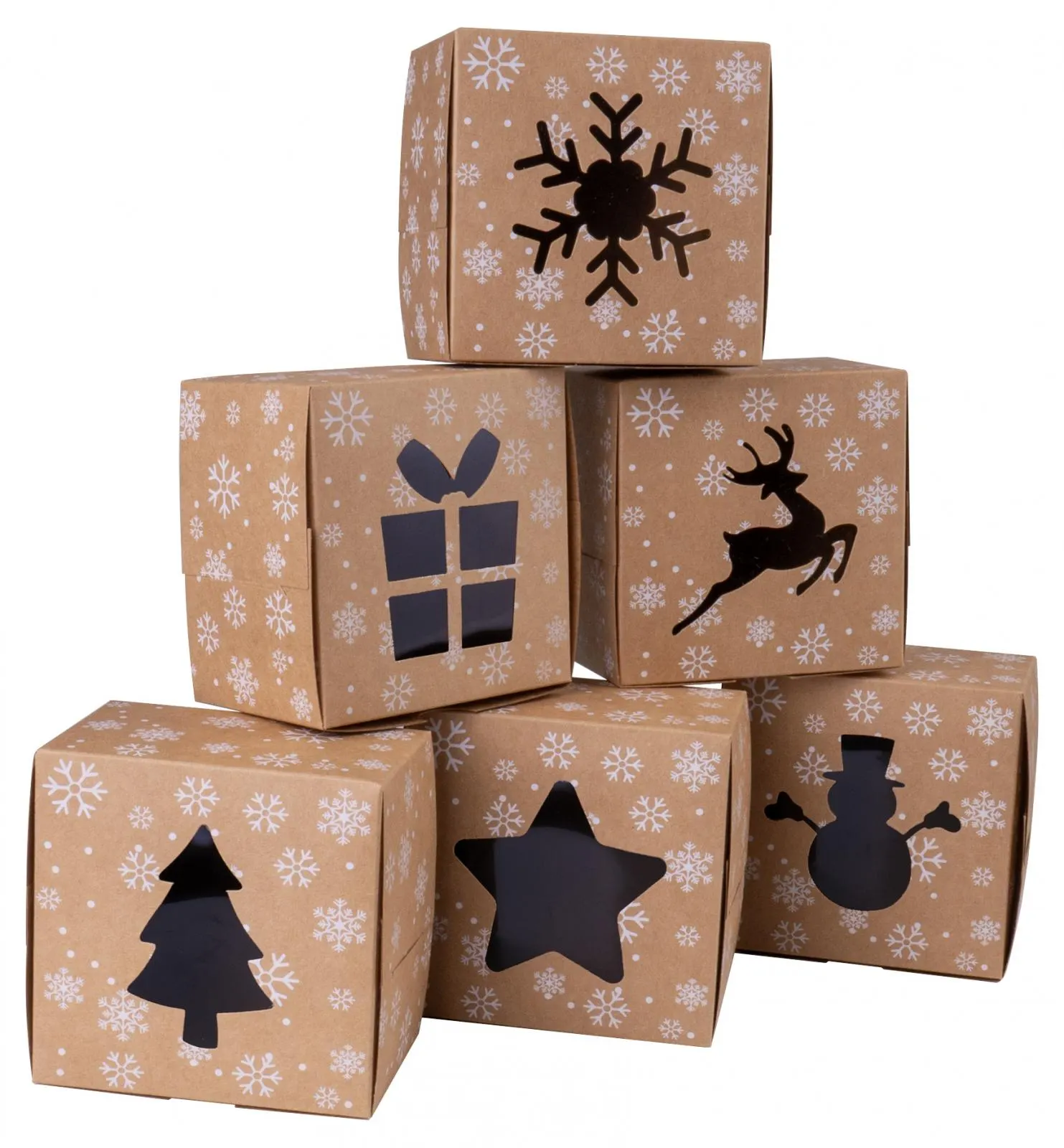 Vánoční krabičky 6 ks, 10,2 x 10,2 x 6,4 cm