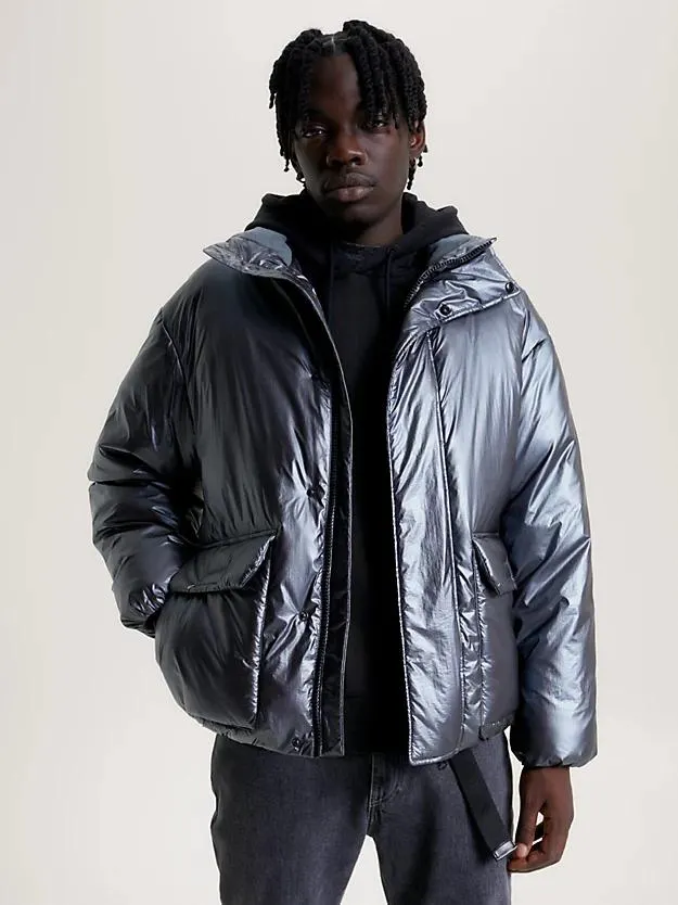 Recycled Relaxed Metallic Puffer Jacket