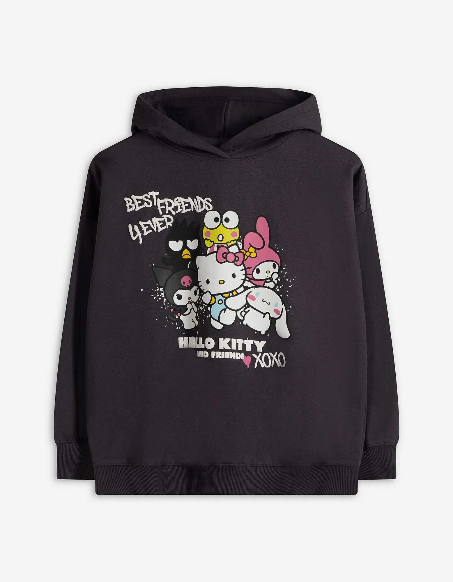 Mikina s kapucí - Hello Kitty - tmave seda