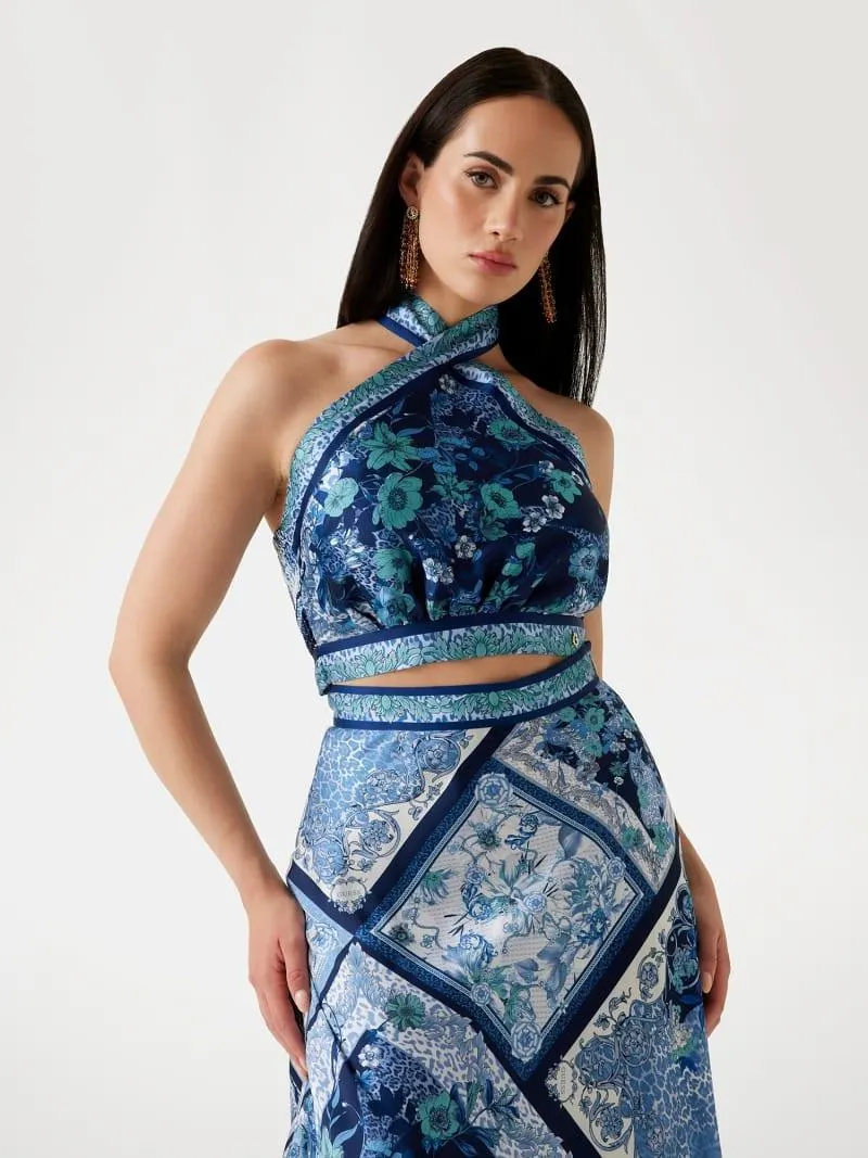 Top halter corto estampado fular