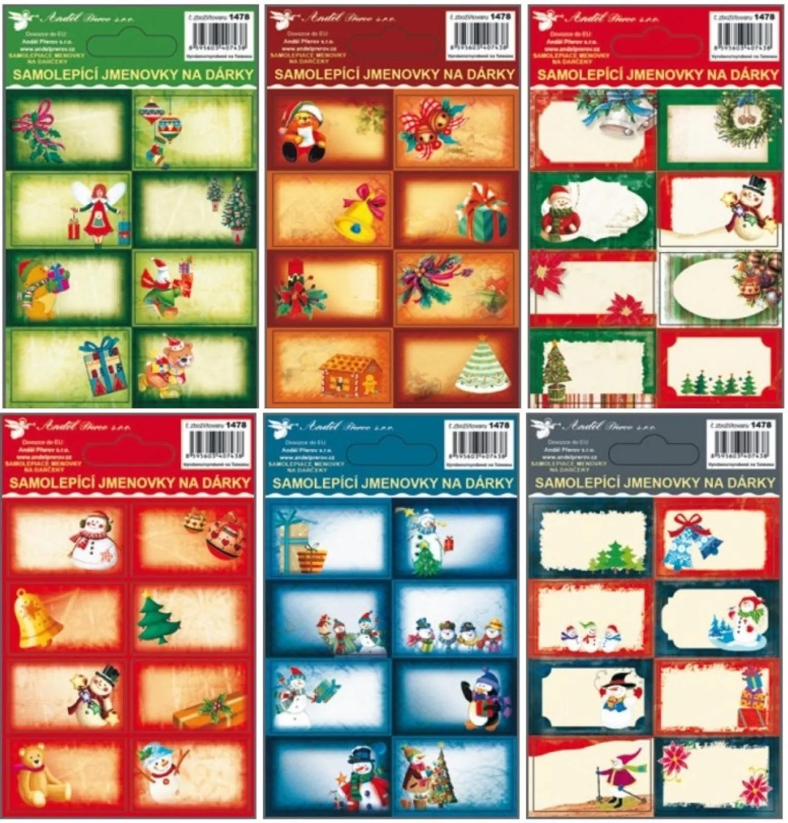 Dárkové samolepky s ražbou 8 ks, 10 x 8,5 cm