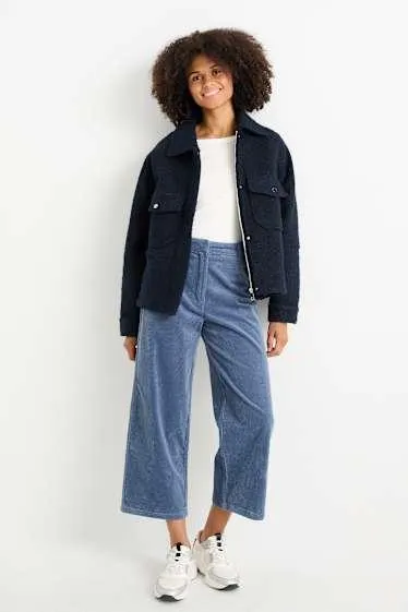Manšestrové kalhoty - high waist - wide leg
