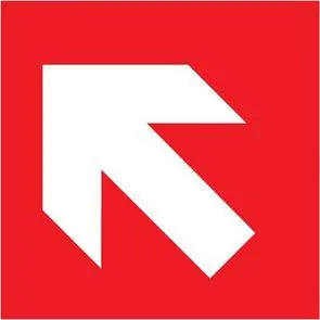 Směrovka nahoru, dolů k zařízení PO (červená) - 15×15/ FL-fólie