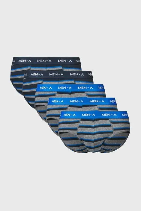 5 PACK slipů MEN-A - šedomodrá
