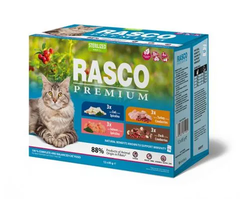 Kapsičky Rasco Premium Cat Adult Sterilized Multipack 12x85g