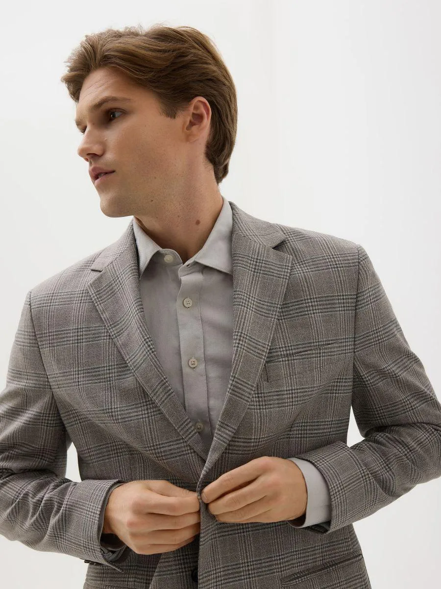 Kostkovaný blejzr slim fit