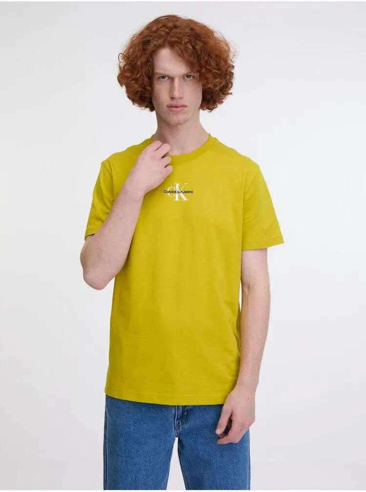 Světle zelené pánské tričko Calvin Klein Jeans Monologo Regular Tee