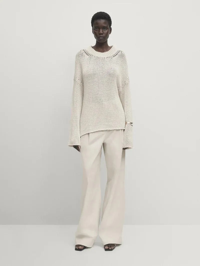 Úpletový svetr s kulatým výstřihem