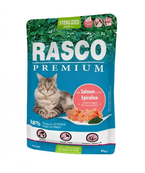 Kapsička Rasco Premium Cat Adult Sterilized Salmon in Gravy 85g