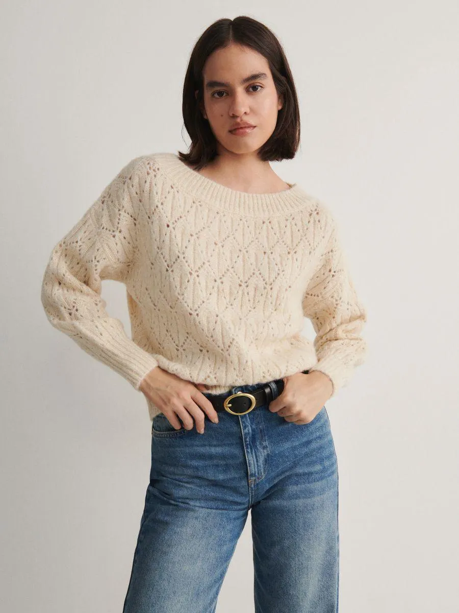 Pulover ajurat, cu efect metalizat