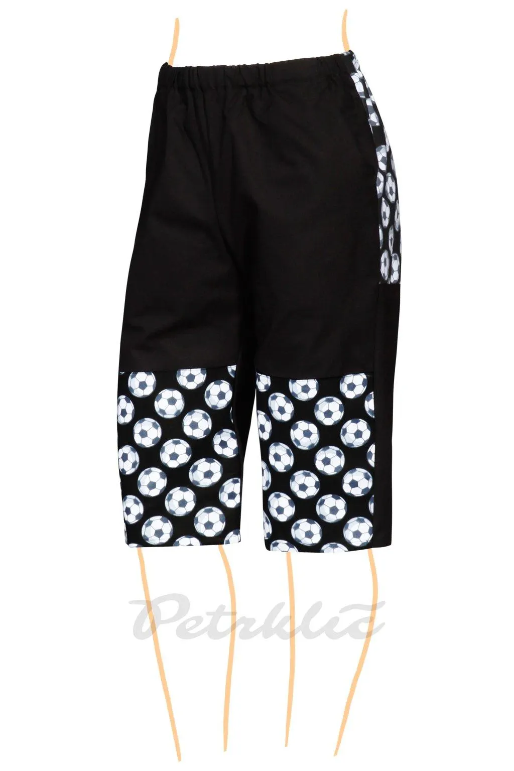 Capri plátěné černá s míči - délka 55 cm nebo 77 cm