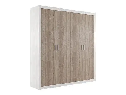 SARA skříň SZF4D, borovice bílá/dub sonoma tmavý