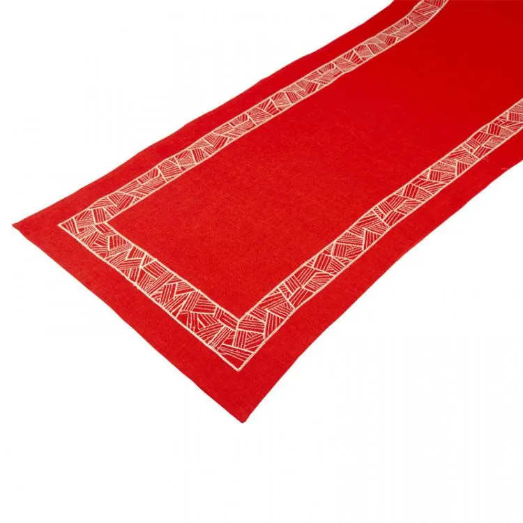 Sváteční štola s výšivkou červená 40x150 cm