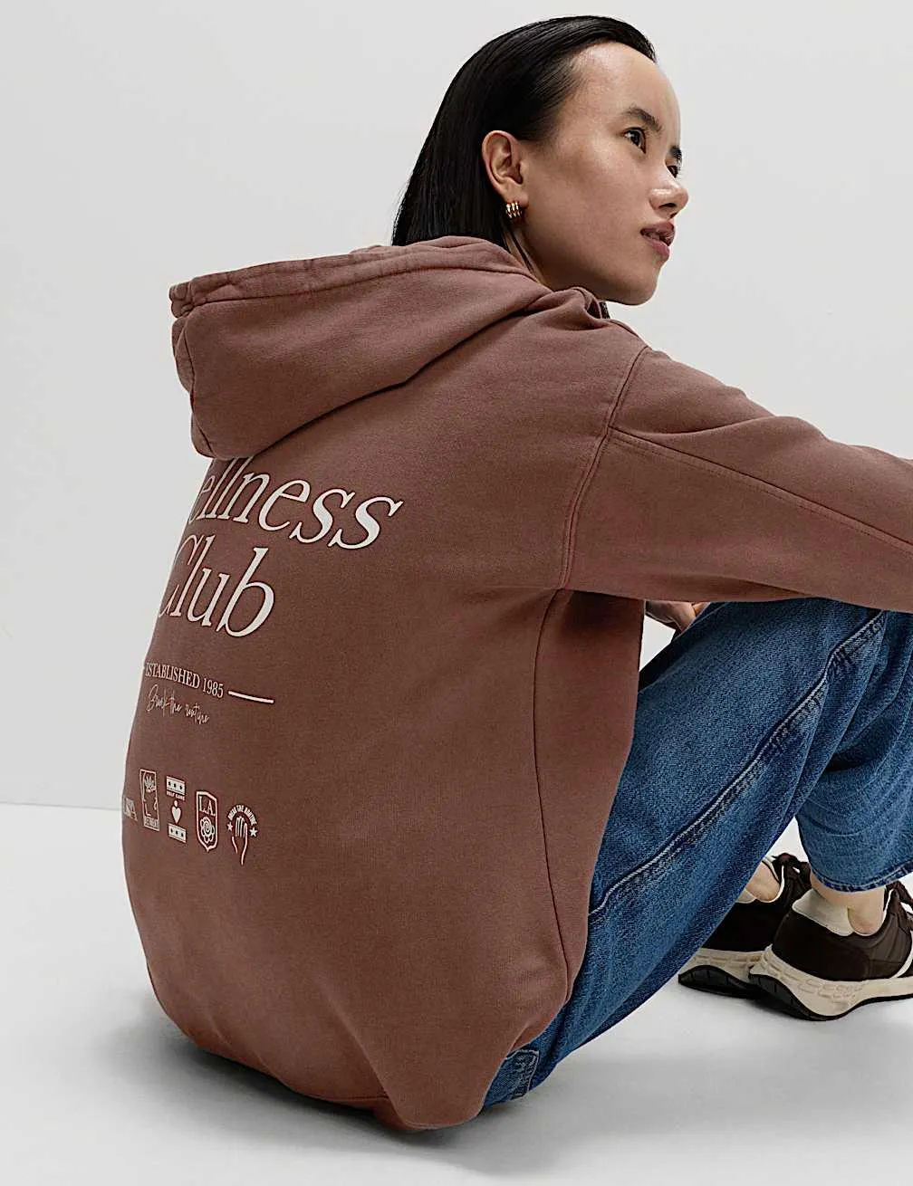 Mikina s kapucí a potiskem, z čisté bavlny