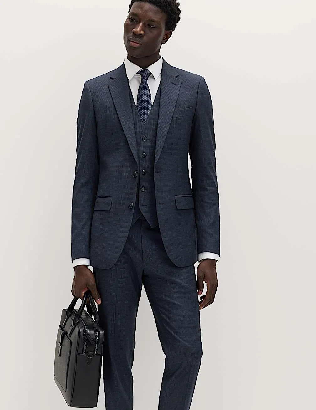 Skinny Fit Grid Check Stretch Suit