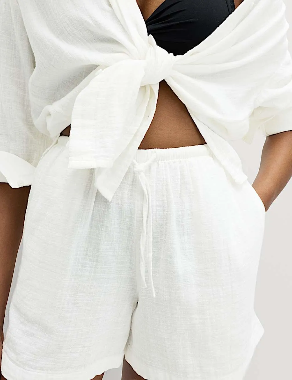 Šortky z dvojité tkaniny, z čisté bavlny