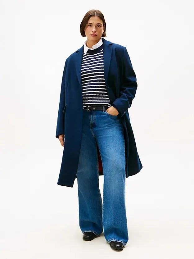 Curve Single Breasted Wool Blend Coat With Cashmere