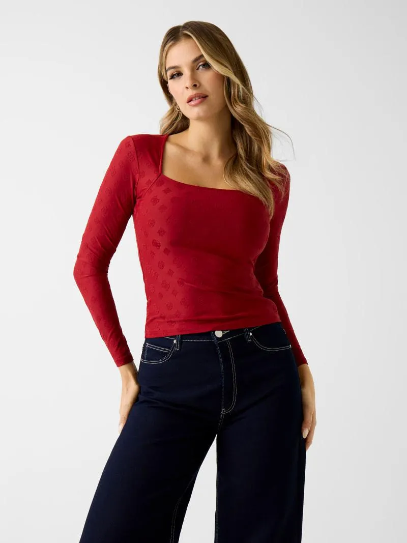 Top jacquard con logo