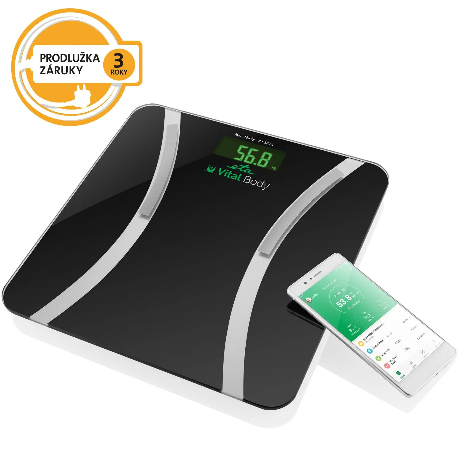 Osobní váha ETA Vital Body s aplikací 6780 90000 černá